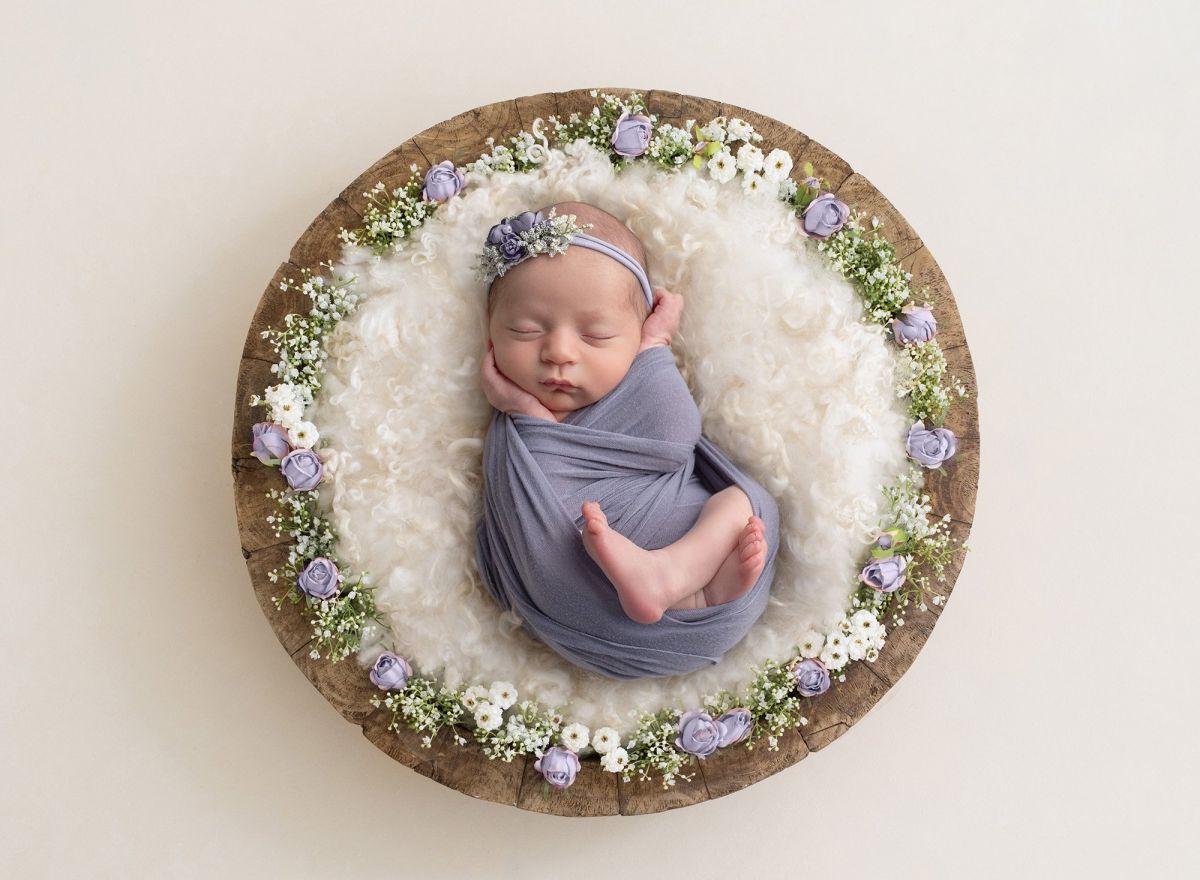 Cool Toned Baby Girl Newborn Photos | One Big Happy Photo