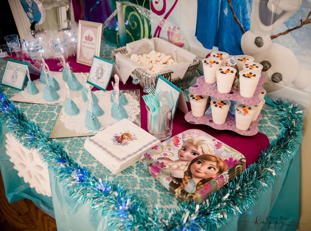blue decorate table with accessories from the movie Frozen