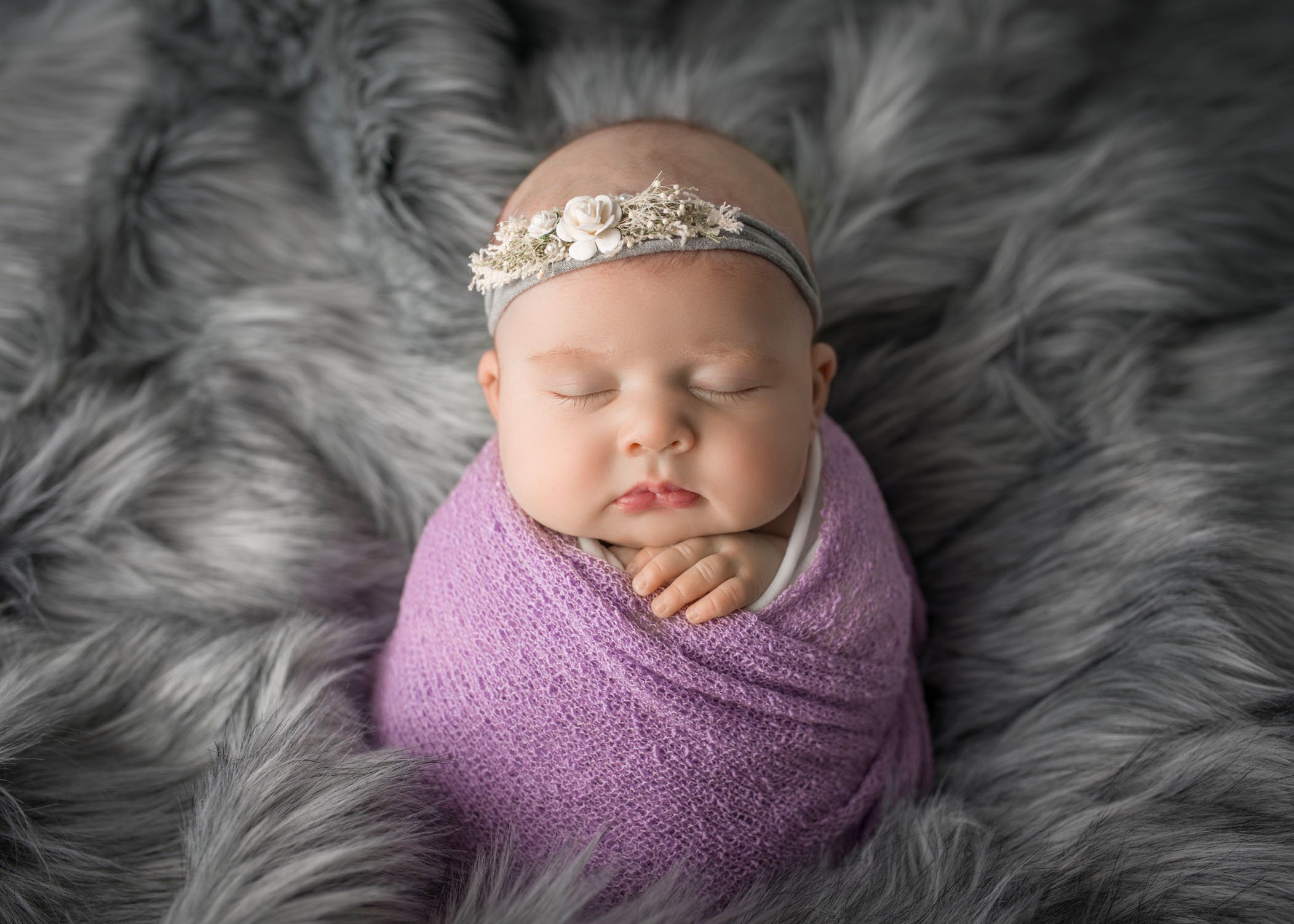 newborn baby girl potato sack pose