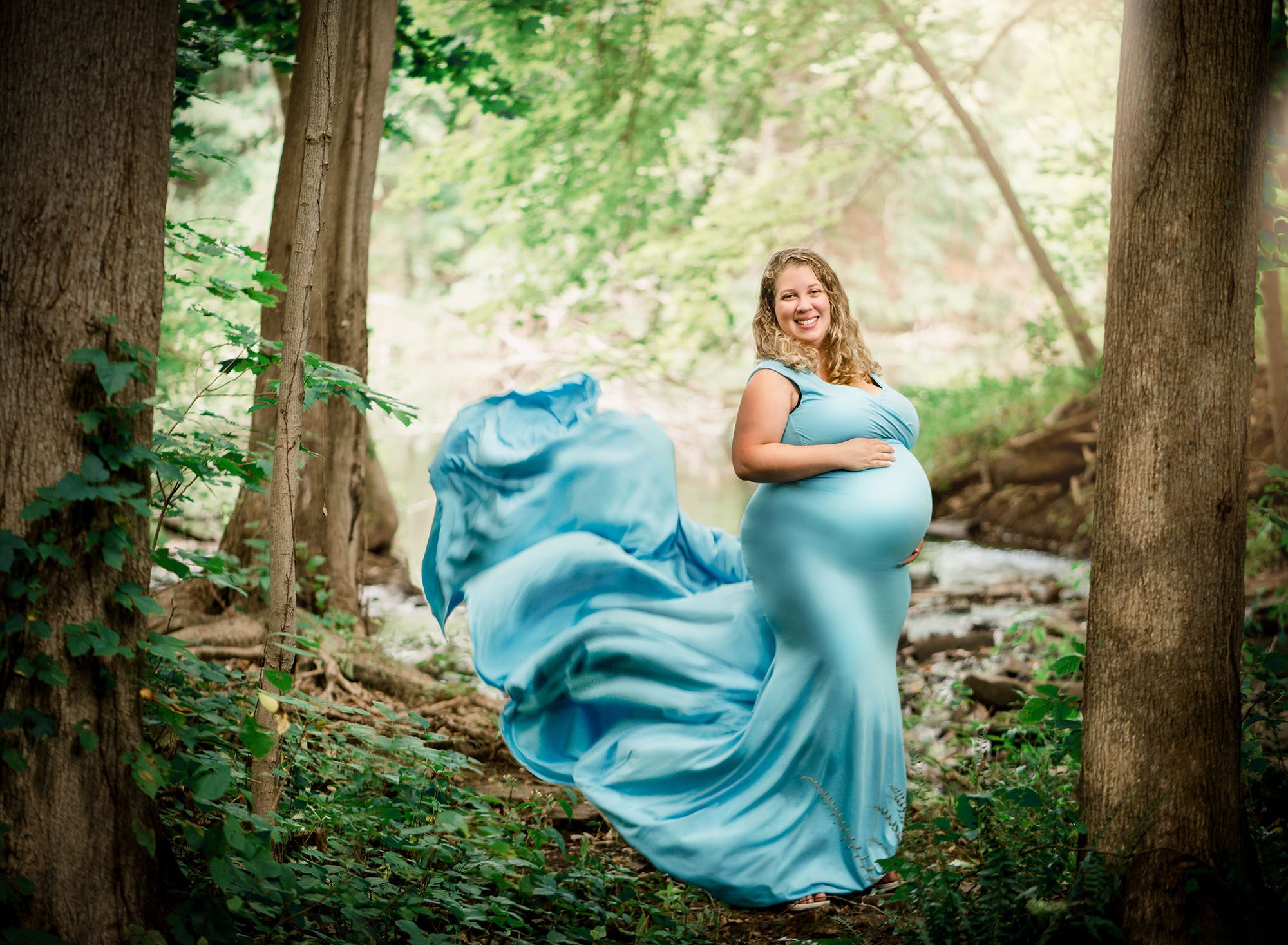 Waterfall and Lake Maternity Photos Glastonbury Portrait Studio