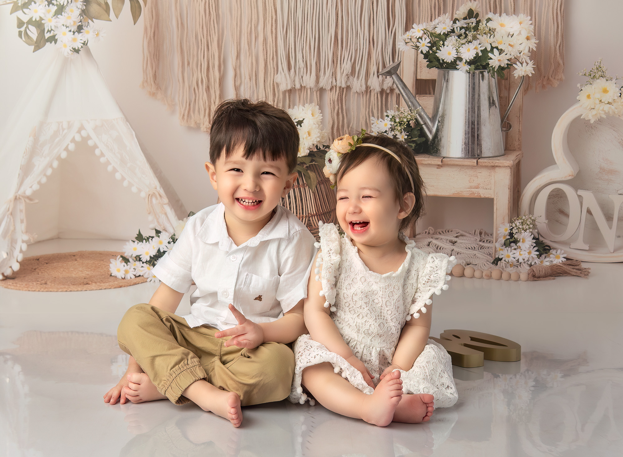 Sophie and Joshua giggling together