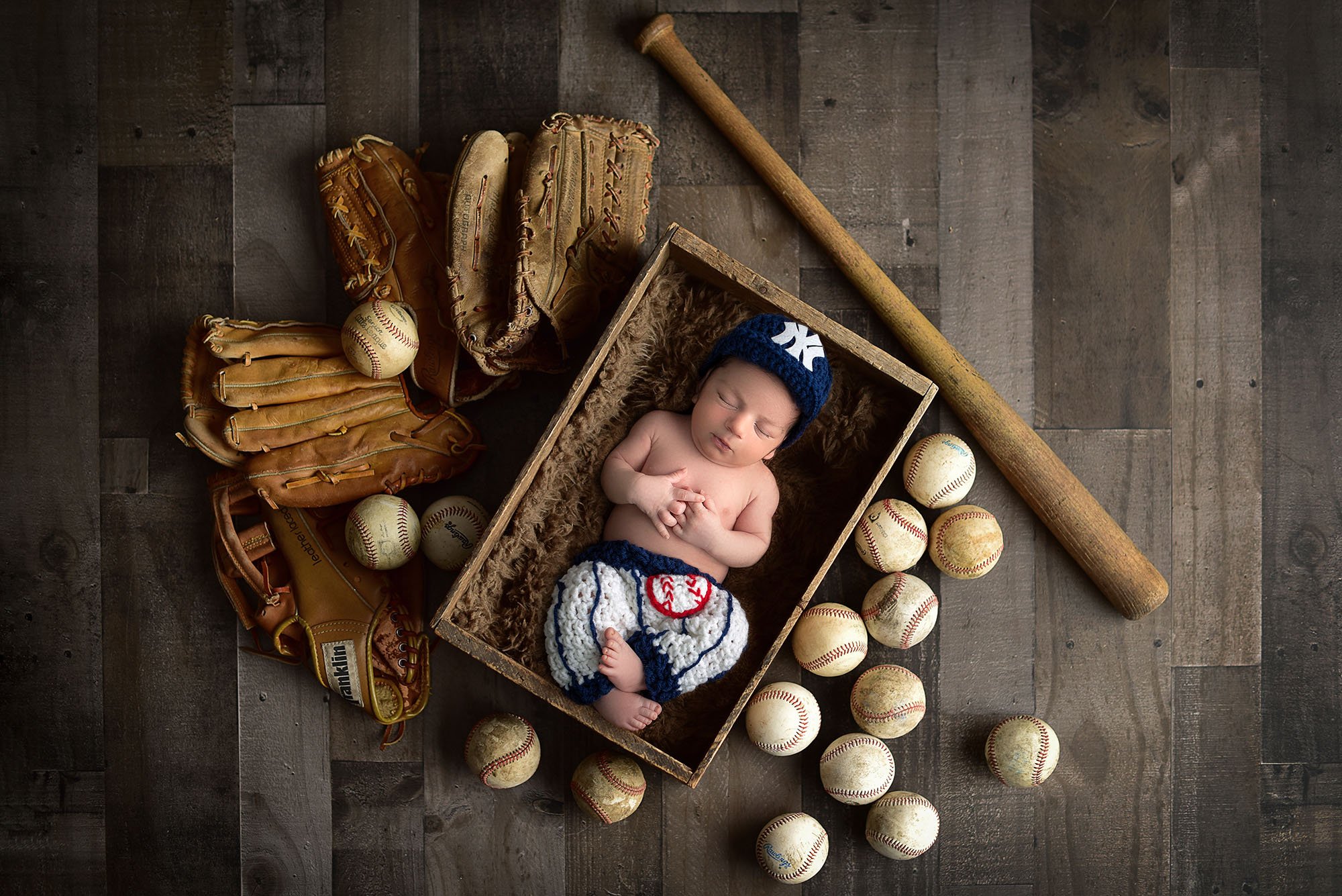 Baseball theme newborn session — Memory Lane Photography