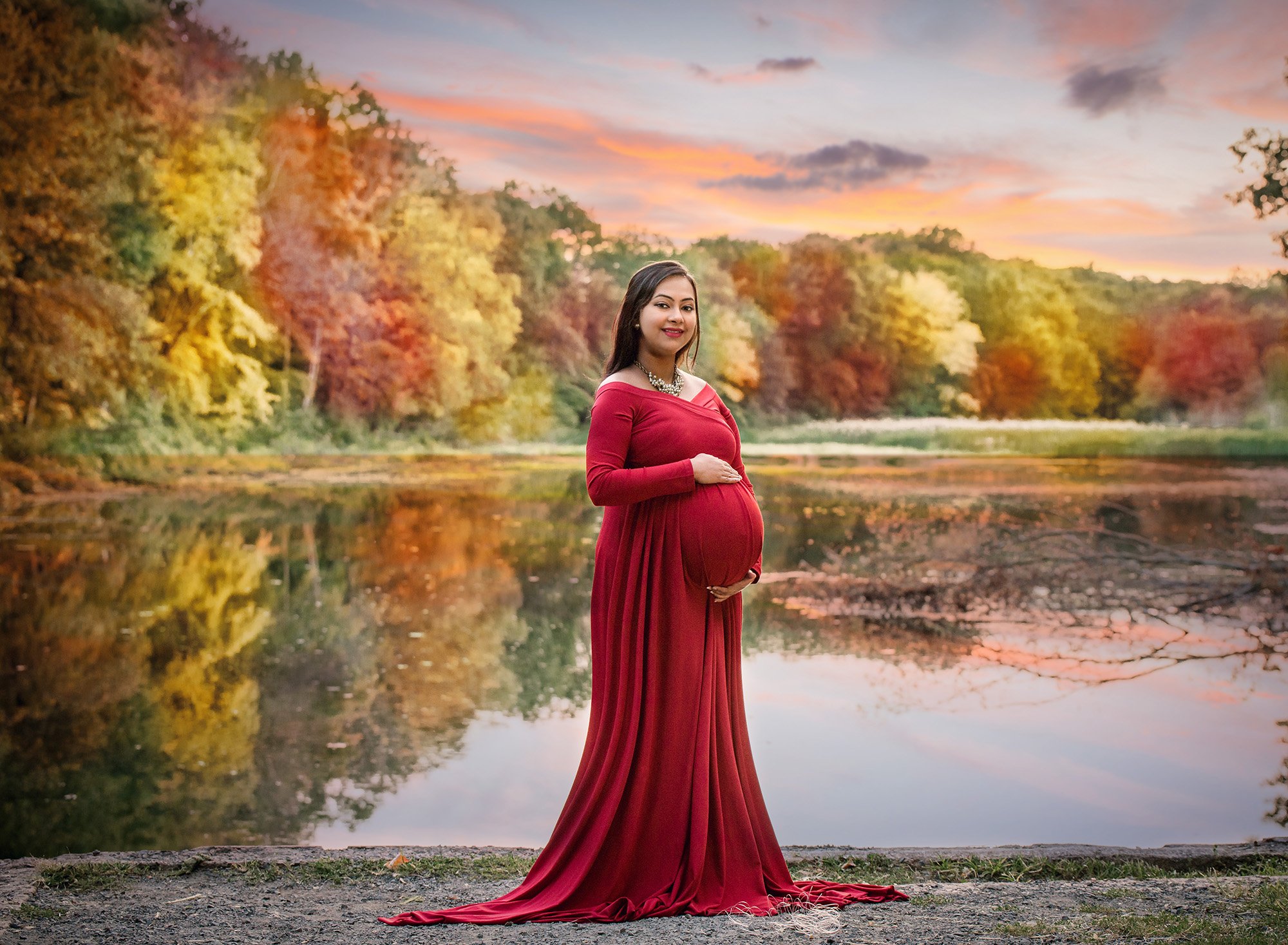 Sunset Fall Foliage Maternity Photos One Big Happy Photo