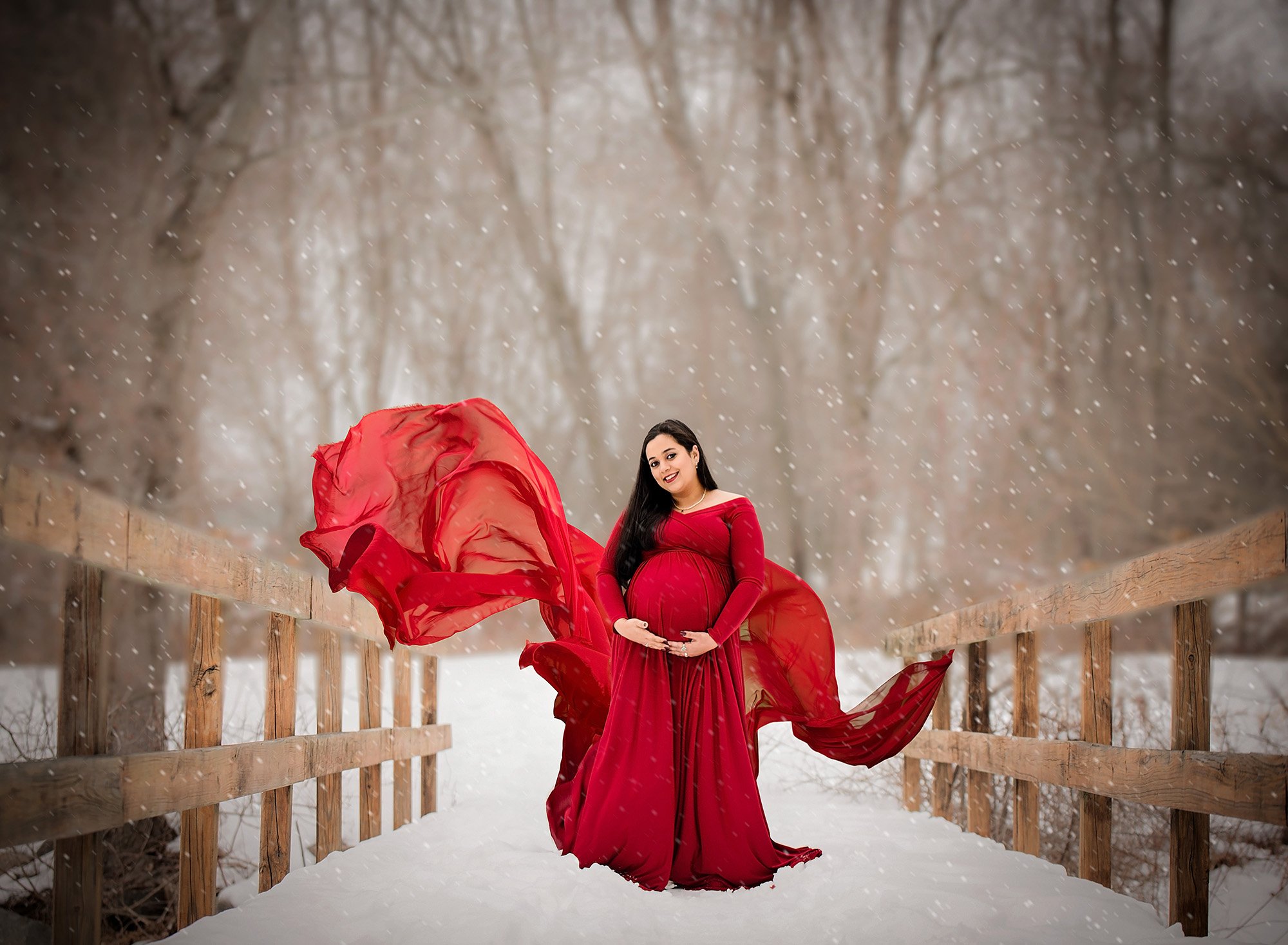 Snowy Winter Maternity Session - CT Best Pregnancy Photographer